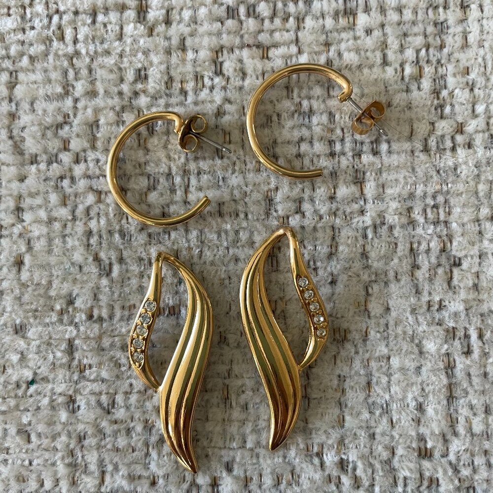 Vintage Avon Gold Tone Day to Night Convertible Earrings